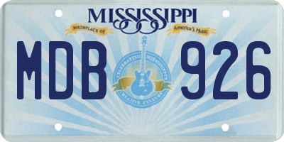 MS license plate MDB926