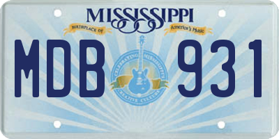 MS license plate MDB931