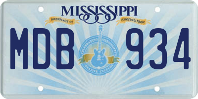 MS license plate MDB934