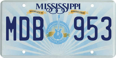 MS license plate MDB953