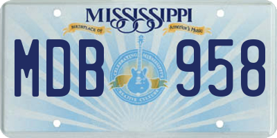 MS license plate MDB958