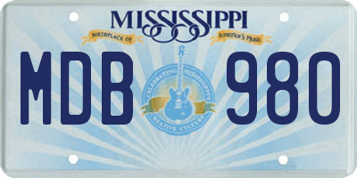 MS license plate MDB980