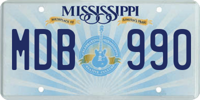 MS license plate MDB990
