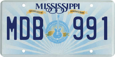 MS license plate MDB991
