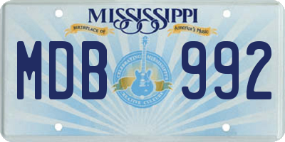 MS license plate MDB992