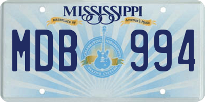 MS license plate MDB994