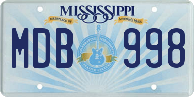 MS license plate MDB998