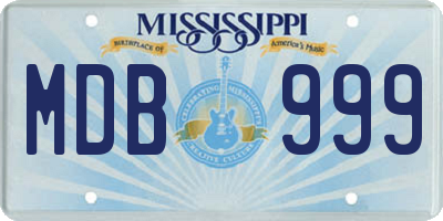 MS license plate MDB999