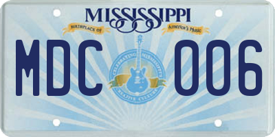 MS license plate MDC006