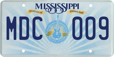 MS license plate MDC009
