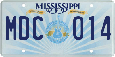 MS license plate MDC014