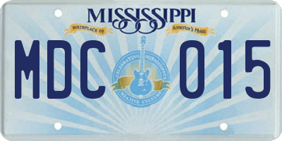MS license plate MDC015