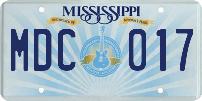 MS license plate MDC017