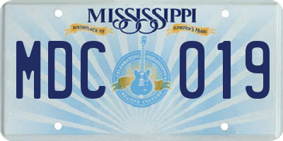 MS license plate MDC019