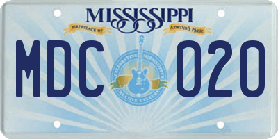 MS license plate MDC020