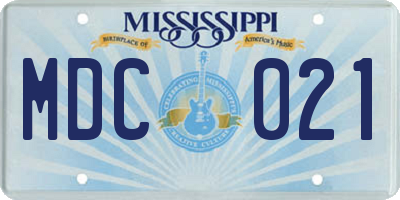 MS license plate MDC021