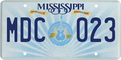MS license plate MDC023