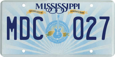 MS license plate MDC027