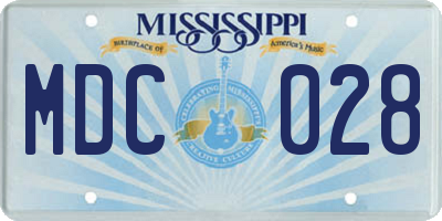 MS license plate MDC028