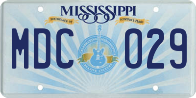 MS license plate MDC029