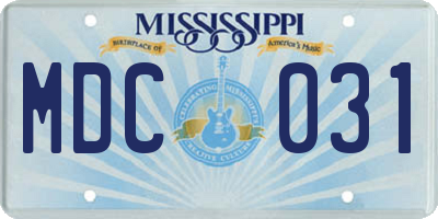 MS license plate MDC031