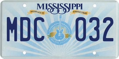 MS license plate MDC032