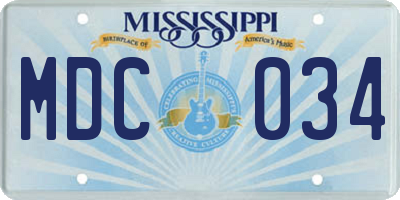 MS license plate MDC034