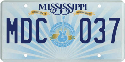 MS license plate MDC037
