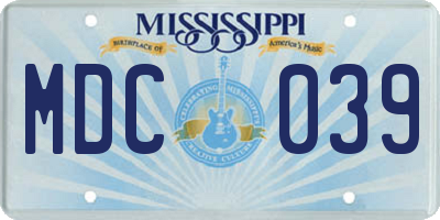 MS license plate MDC039