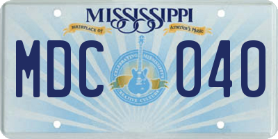 MS license plate MDC040