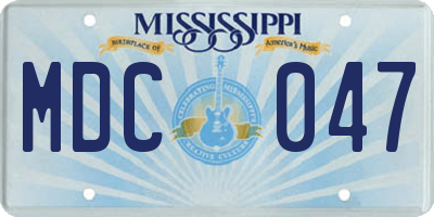 MS license plate MDC047