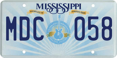 MS license plate MDC058