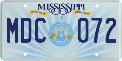 MS license plate MDC072
