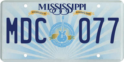 MS license plate MDC077