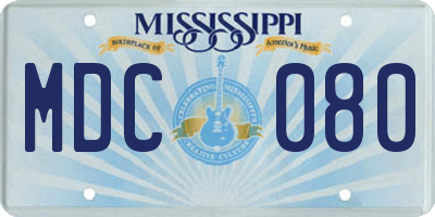 MS license plate MDC080