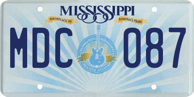 MS license plate MDC087
