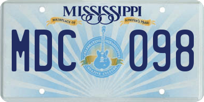 MS license plate MDC098