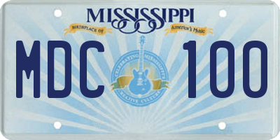 MS license plate MDC100