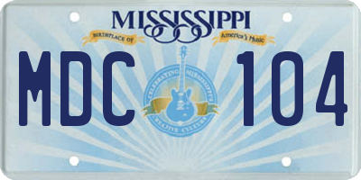 MS license plate MDC104