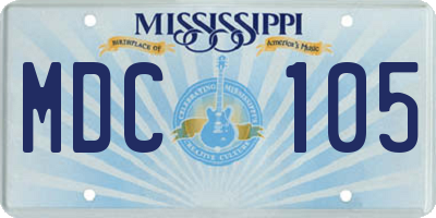 MS license plate MDC105