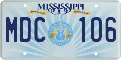 MS license plate MDC106