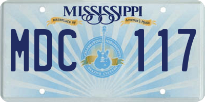 MS license plate MDC117