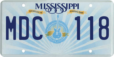 MS license plate MDC118