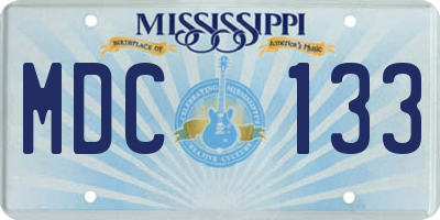 MS license plate MDC133