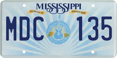 MS license plate MDC135
