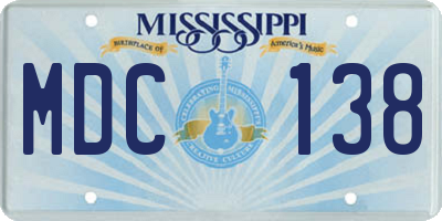 MS license plate MDC138