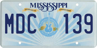 MS license plate MDC139