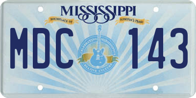 MS license plate MDC143