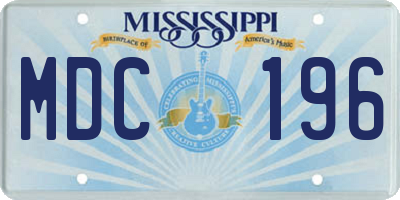 MS license plate MDC196