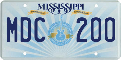 MS license plate MDC200